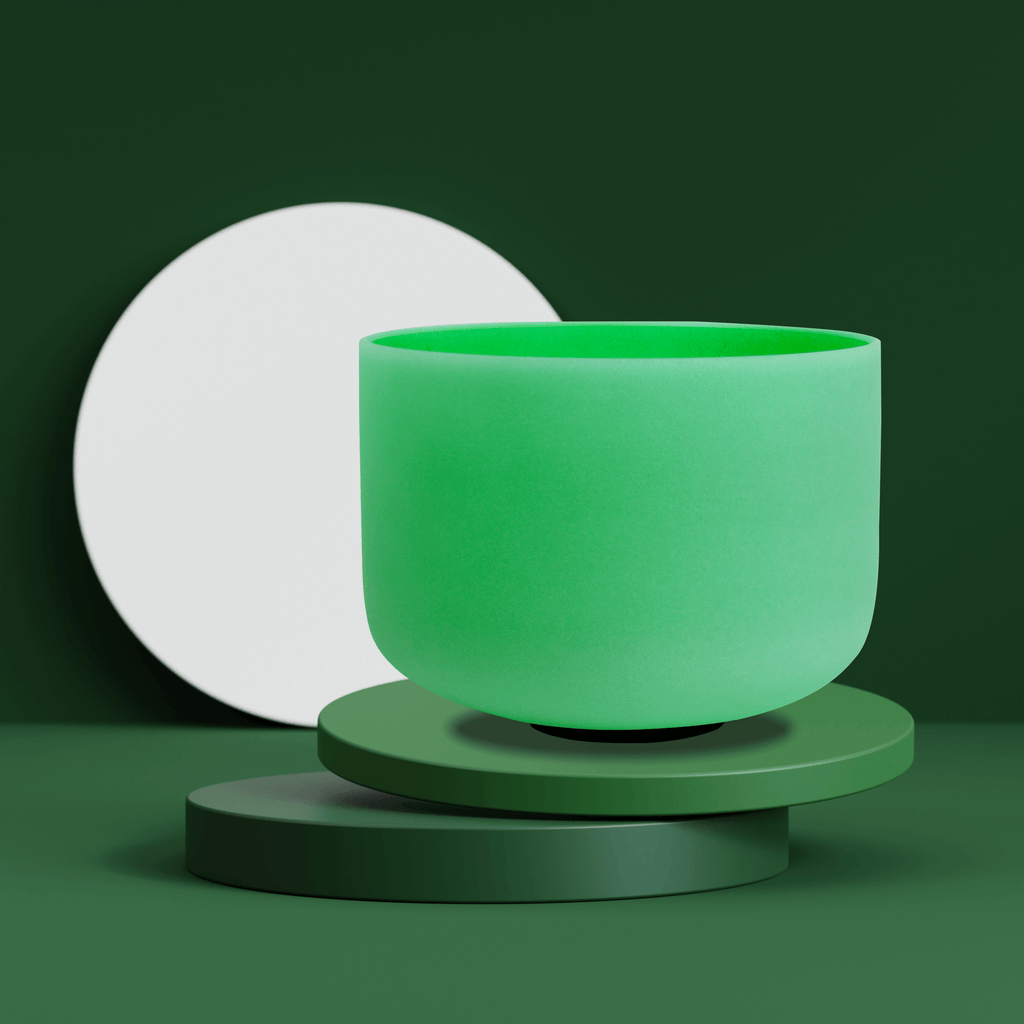 10inch Perfect Pitch Crystal Singing Bowls set prefect pitch(±10HZ) Green(Heart)+ Blue(Throat) with Carrying Bag - FMTY