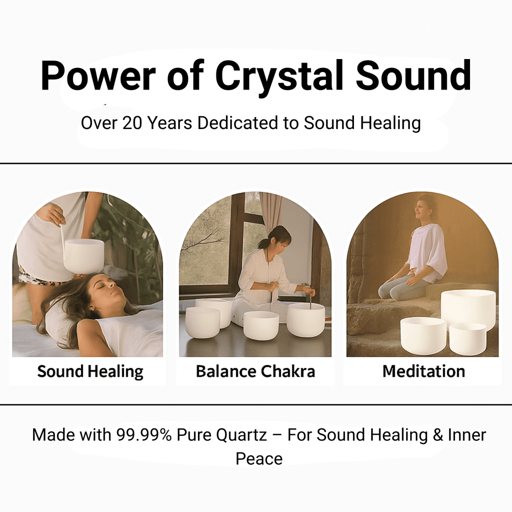 12" Clear Crystal Singing Bowl – 440Hz G Note | Throat Chakra - FMTY