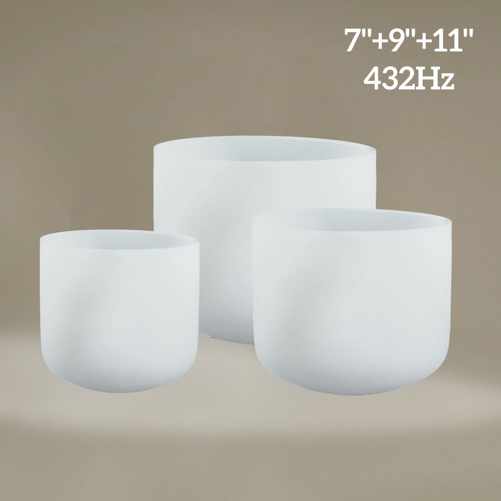 3 - Piece Perfect Pitch Crystal Singing Bowl Set – 7" A, 9" F, 11" D | 432Hz - FMTY