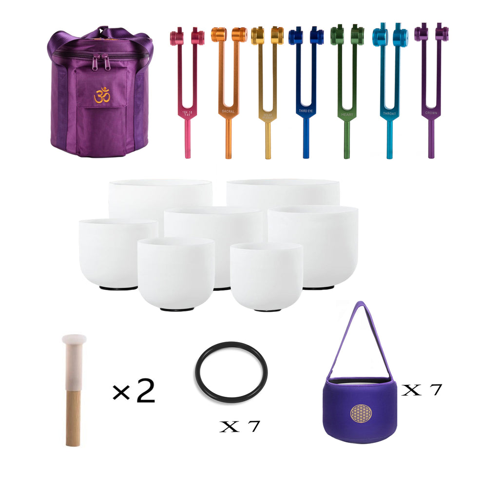 432Hz Perfect Pitch Singing Bowl 7pcs and 7 Tuning Forks Combo - FMTY