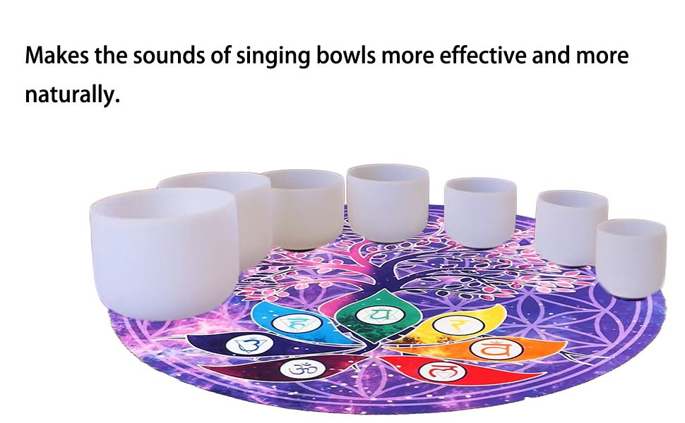 52" Crystal Singing Bowls Mat, Round singing bowls Mat - FMTY