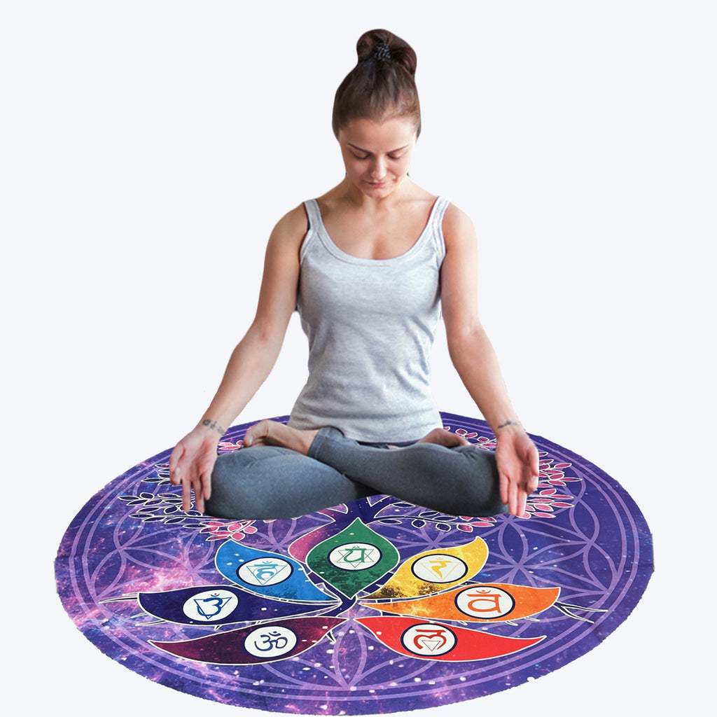 52" Crystal Singing Bowls Mat, Round singing bowls Mat - FMTY