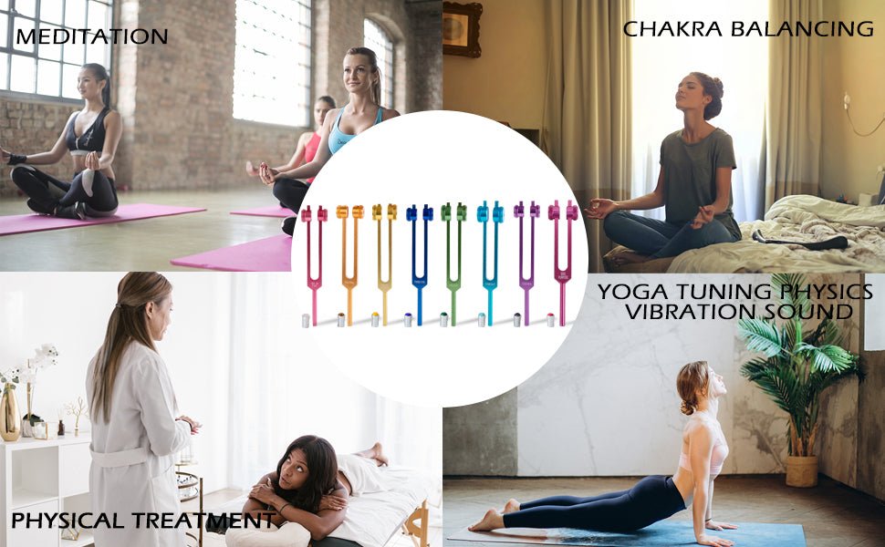 Chakra Tuning Fork set of 8 with Gem Feet - FMTY