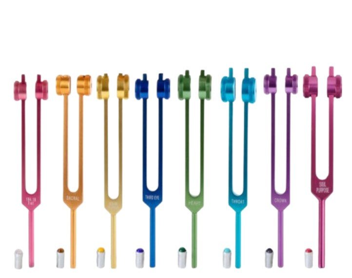 Chakra Tuning Fork set of 8 with Gem Feet - FMTY