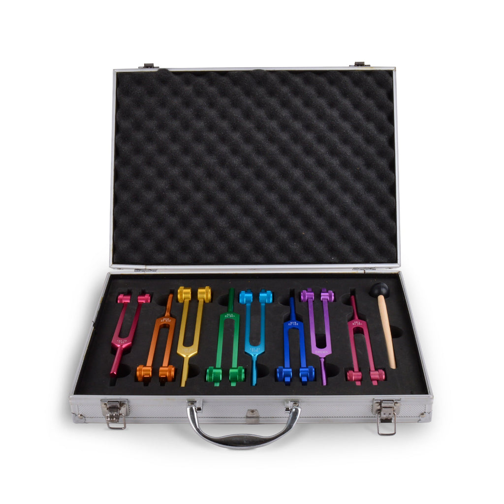 FMTY 8 - Chakra Tuning Fork Set with Gem Feet – Sound Healing Tools with Metal Suitcase - FMTY